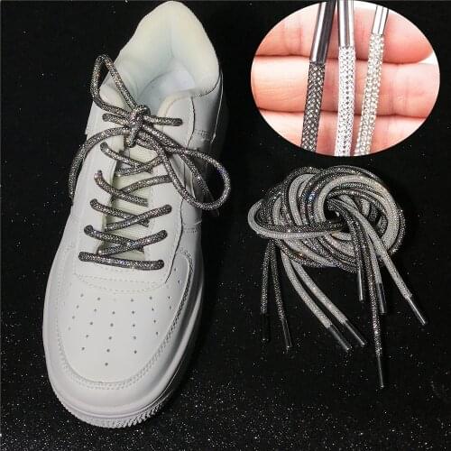 Upgraded Style Shoelaces Popular Shiny Rhinestone Shoestring Crystal Cotton Rope With Mesh Diy Sneakers Shoes Hoodie Drawstring