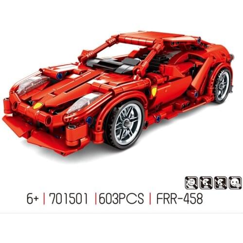 Technical italy horse logo super sport car building block Ferra 458 model Pull back vehicle racer figures steam bricks toys