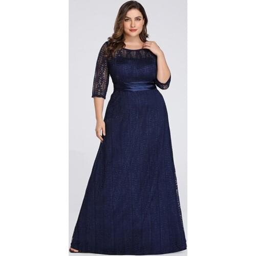 Evening Dress Half Sleeves Empire Embroidery Mermaid Elegant O-Neck Floor-Length Simple New Plus Size Women Formal Gowns D971