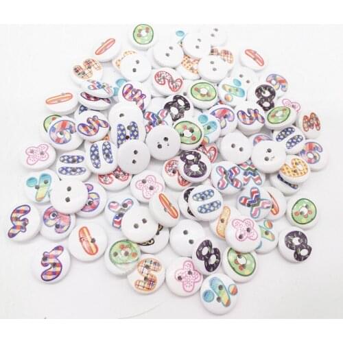 100-piece High-quality Wooden Buttons Retro Round Painted Printed Buttons With Holes Mixed Color Suits For Clothing Accessories