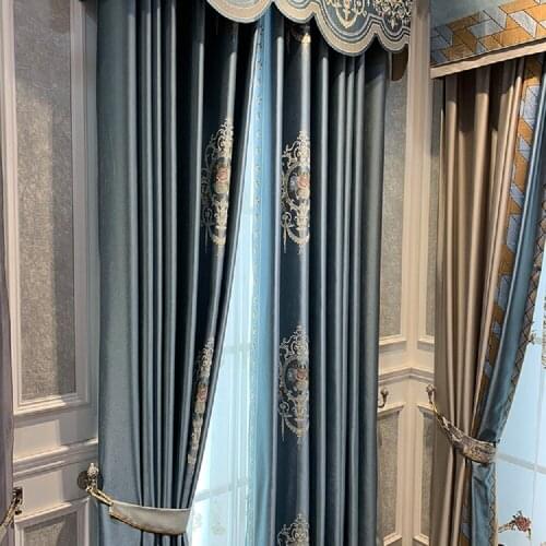 High-end European-style jacquard curtains, polyester-cotton bedroom and living room blackout curtains, customized products