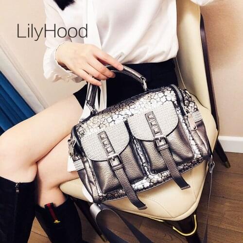 Women fashion vegan leather rivet messenger bag 2021 female casual artificial leather high street designer stone crossbody bag