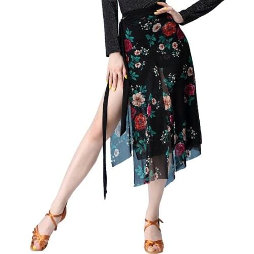 Floral Over Skirt Latin Accessories Belly Dance Belt Hip Wrap Irregular Belts Bellydance Hip Scarf Mesh