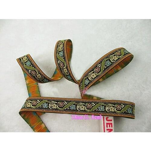 ZY DIY Traditional Mixed 6 Colors 1.8cm Width Flowers Embroidery Jacquard Ribbon, Beautiful ribbon for DIY sewing