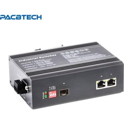 2Port Industrial SFP Fiber Switch 100M 1SFP Slot +2RJ45 Unmanaged Fiber Optic Switch