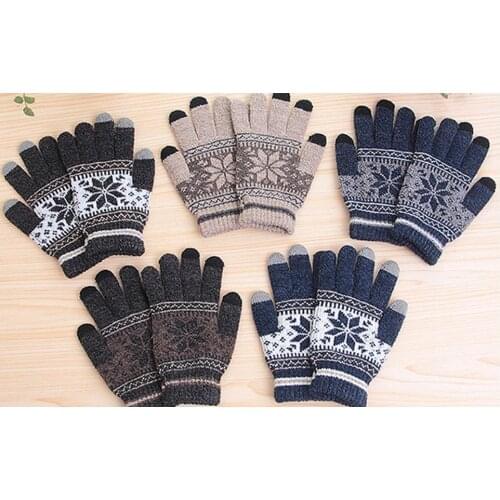 360pairs/lot mens winter warm Snowflake Pattern Full Finger Screen Touch Gloves/Mittens Gloves