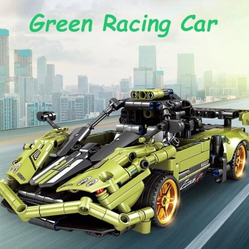 MOC High-tech Car Series 475Pcs Green Racing Supercar Model Building Blocks DIY City Bricks Toys Kids Birthday Xmas Gift