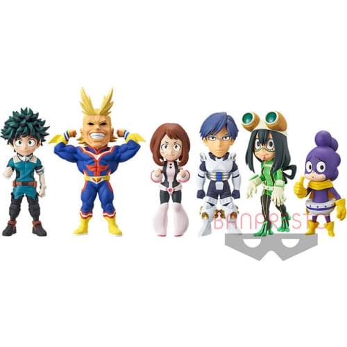6pcs/set My Hero Academia Boku no Hero Izuku Midoriya All Might Ochaco Uraraka Asui Tsuyu Mineta Minoru Cute Figure Model Toy
