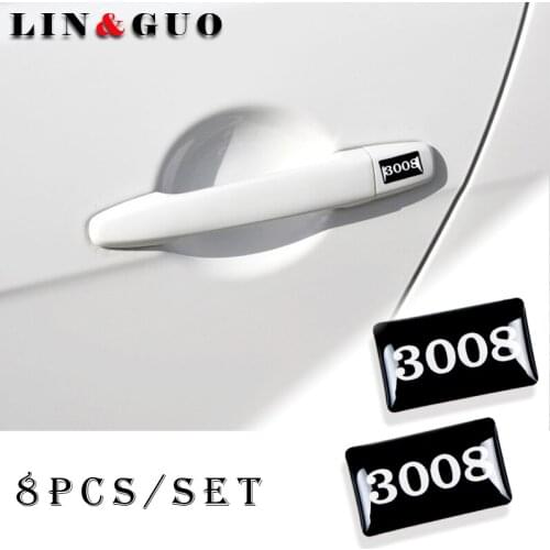 8pcs 3D Epoxy decoration for Peugeot 3008 307 206 308 207 406 407 408 Car automobile rearview mirror sticker Emblem Car Styling