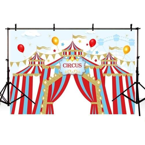 Avezano Circus Birthday Party Photo Backdrops Red Tent Stage Newborn Children Portrait Photography Background Photocall Banner