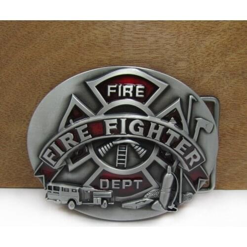 BuckleClub wholesale fire department fire fighter western cowboy jeans gift belt buckle FP-02459 pewter finish 4cm width loop