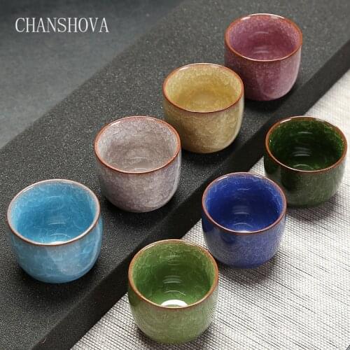 CHANSHOVA Traditional Chinese Crackle Glaze Porcelain Teacup 80ml Home Office Solid Color China Ceramic Tea Cups H202