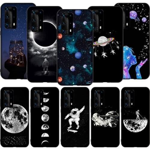 T126 Moon Stars Space Astronaut Case for Huawei Mate Nova 2 2i 3 3i 4E 5 5i 5T Smart 6 7 10 20 30 SE P Smart Pro Lite 2019