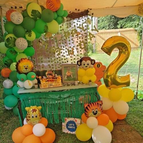 Jungle Decoration Animal Party Monkey Lion Foil Balloon Garland Arch Kit Safari Birthday Party Decorations Kids Baby Shower