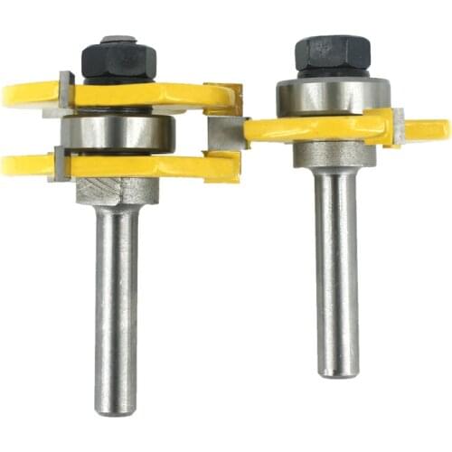 2 pcs 8mm Shank Tongue & Groove Joint Assemble Router Bits T-Slot Milling Cutter for Wood Woodwork Cutting Tools