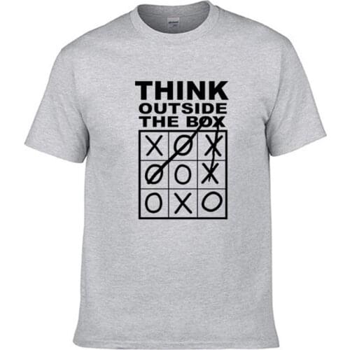 Summer Mens Short Sleeve O-Neck T shirt Casual StreetwearTops Tee Think Outside The Box Funny Print T-Shirt