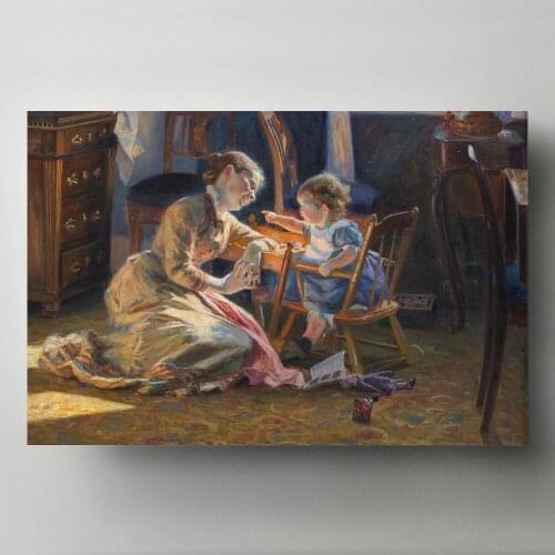 1888 (Year) artwork painting children baby Mother Wall Art Canvas Posters and Prints Modern Home Living Room Decorations