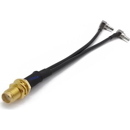 2Pcs SMA Female Jack to Y Type 2X CRC9 Right Angle RG174 Pigtail Cable 90 degrees Splitter Combiner Connector 15CM for 3G/4G