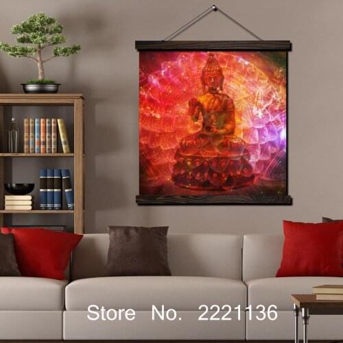 Red Fire Buddha Picture HD Print Scroll Painting Wall Art Printed Hanging Framed Canvas Painting Modern Home Decoration