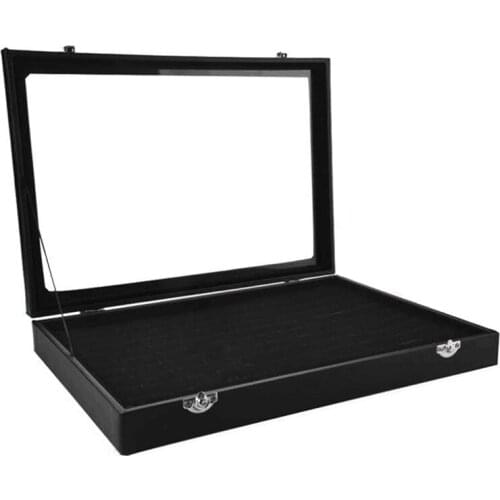 HOT 100 Slots Ring Storage Box, Ring Storage Display Box, Ring Display Box, Ring Display Tray (Glass Cover)