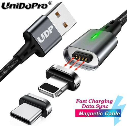 Magnetic Fast Charging Data Sync Cable for iPhone Galaxy Xiaomi Huawei Phone QC 3.0 Quick Magnet USB-C Type C Charger Cable Wire