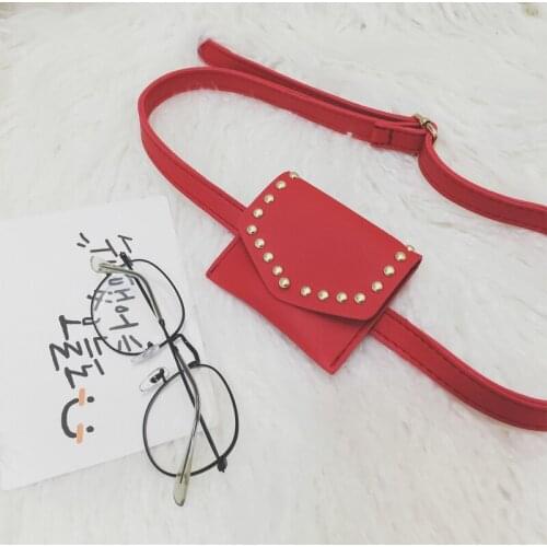 Mini Waist Bag Fashion Girl Shoulder Messenger Bag Rivet Chest Pack Crossbody Sling Bag Purse PU Leather Bags