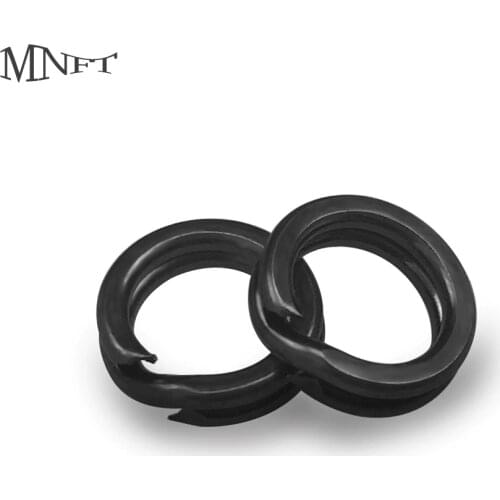 MNFT 100Pcs/Lot Black Squashed Dual Ring Round Double Layer Stainless Steel Lure Bait Connector Rings Fishing Accessories