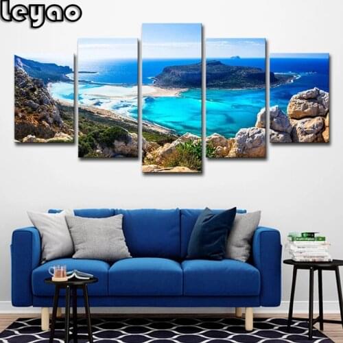 5 Pcs 5D DIY Diamond Painting Full Square Diamond Embroidery Multi-Picture Seascape Beach Cross Stitch Mosaic Natural Scenery