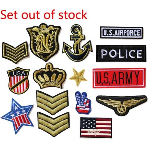 A set US Marine Corps lcon Embroidered Iron on Patches for Clothing DIY Stripes Clothes Patchwork Sticker Custom Badges