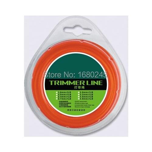 Mowing line rope nylon line of Square&round 3.0mmX 90m Trimmer Line Spool Whipper Snipper Cord Grass trimmer head Nylon line