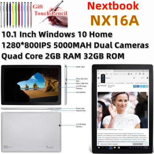 10.1 Inch NX16A Windows 10 Home Tablet PC Dual Camera 1280*800IPS 5000mAh Battery Quad Core 2GB RAM 32GB ROM Tablets PC