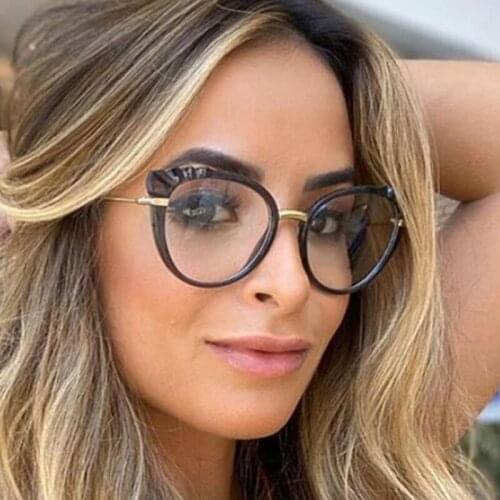 Retro New Cat Eye Anti-Blue Light Glasses Women 2020 Fashion Men Metal Frame Optical Spectacle Eyeglasses Clear Lens Flat Mirror