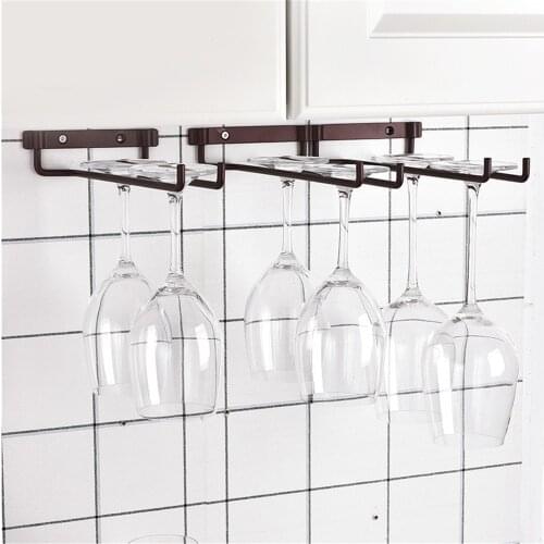Single Row Double Row Wine Rack Glass Holder Stemware Home Bar Pub Holder Hanging Bar Hanger Shelf Kitchen Tools Dropshipping