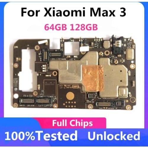 Original 100% Unlocked for Xiaomi Max 3 Motherboard Logic Board 64GB 128GB With Chips for Xiaomi Max 3 Mainboard With full chips