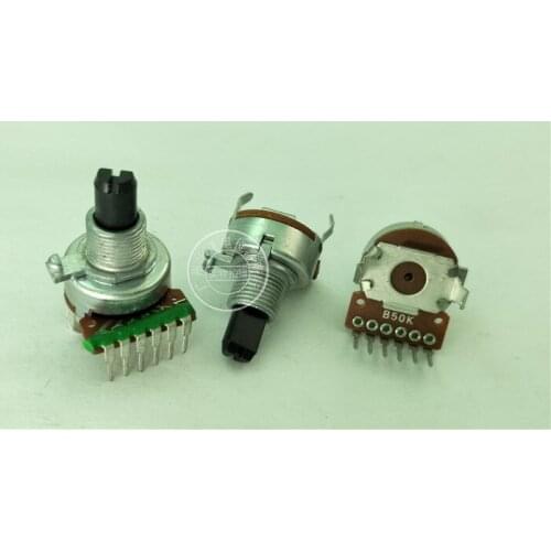 Original New 100% 161 Type vertical double potentiometer B50K 6pin handle with thread length 15MMF (SWITCH)