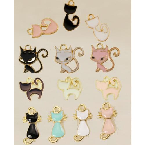 Hot Fashion Charms Multi Cute Cat Enamel Charms For Jewelry Making Bracelet/Necklace/Earings Fashion Jewelry Womens Accessories