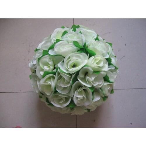 Celebration decoration flower ball,party decoration,20cm ivory plastic center with green leaves kissing ball-wedding decoration
