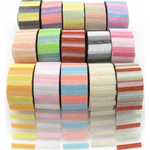 25 yard DIY wide stripe yarn and wind spinning Double Color Gold Silver Rainbow Stripe yarn vertical stripe snow yarn 38mm