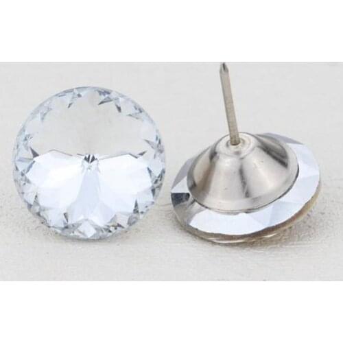1000pcs/lot 20mm Glass Crystal Buttons Upholstery Nail Stud Sofa Bed Headboard Decor Furniture Nails Free Shipping