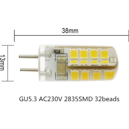 10pcs/lot LED G5.3 220v 1.6w high quality led 220v G5.3 LED 220V bulb g5.3 220v led 1.6w 2835smd 32beads