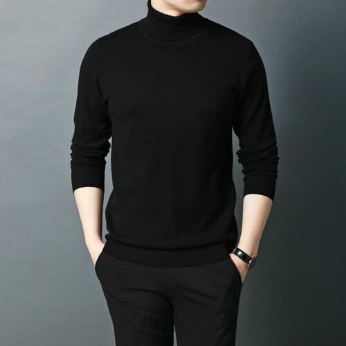 Sweater Men Autumn Winter Turtleneck Warm Wool Sweaters Classic Pure Color Pullover Men Knitwear Pull Homme