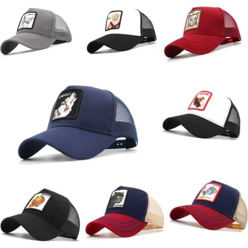 Unisex Fashion Animals Embroidery BasebaIl Caps Men Women Snapback Hip Hop Hat Summer Breathable Mesh Sun Gorras Streetwear Bone