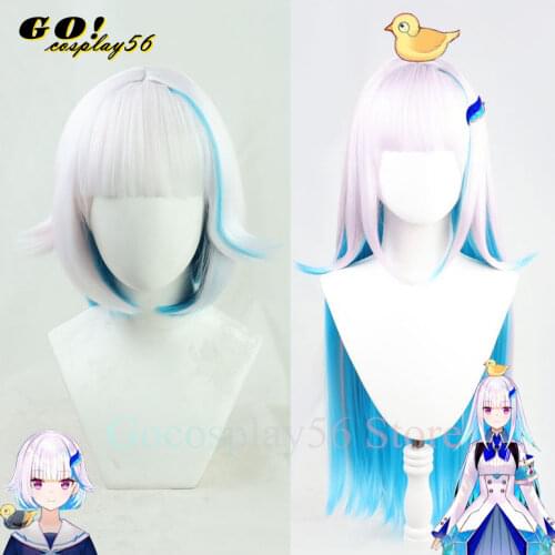 VTuber Lize Helesta Wig Hololive Youtuber Cosplay Mixed Pink Blue Braided 90cm Long Straight Heat Resistant Hair