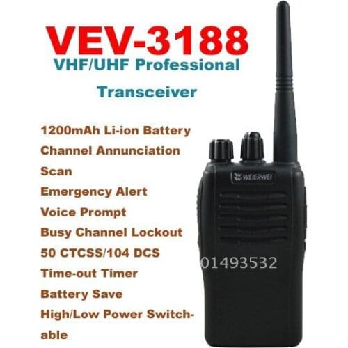 High Quality VHF:136-174MHz/UHF:400-470MHz WEIERWEI VEV-3188 Single Band Portable Two-way Radio