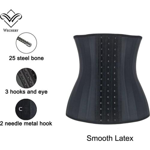 Wechery Latex Waist Trainer Corset Body Modeling Strap Belly Slimming Sheath Belt Waist Cincher 25 Steel Boned Fajas XS-6XL