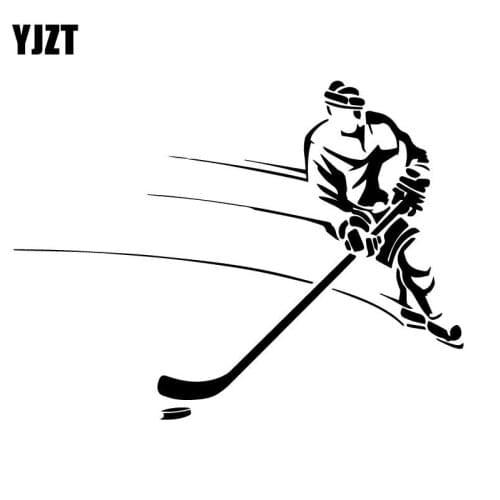 YJZT 18.3CM*13.7CM Gamer Ice Hockey Player High-quality Decorate Vinyl Decal Car Trunk Car Sticker Black/Silver C31-0319