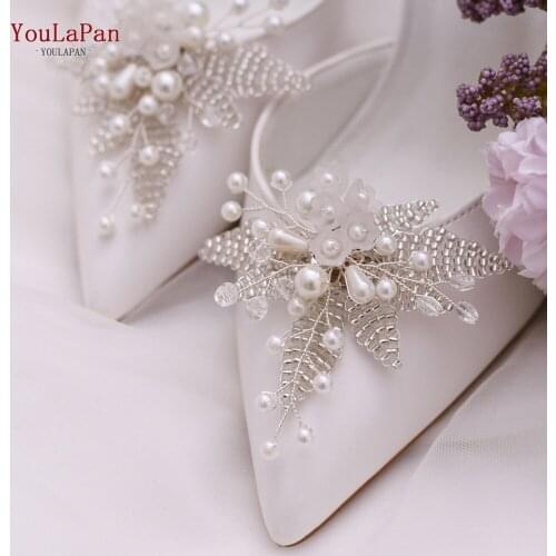 YOULAPAN X07 Shoe Clip High Heel Buckle Simulation Resin Flower Clear Crystal Beaded Shoes Accessories Bridal Wedding Shoes Clip