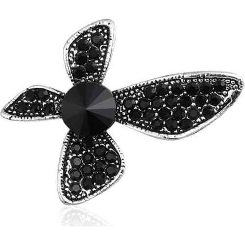 Vintage Black Crystal Butterfly Brooches for Women Wing Shape Rhinestone Insect Animal Brooch Pins Pendant Fashion Jewelry Gifts