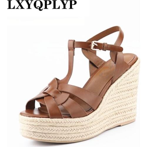 Roman Style Wedge with Womens Sandals Feet Nude with Fish Mouth Womens Shoes Rubber Sole Sexy Sandals for Women 2020