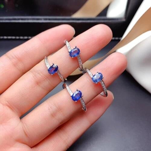 Fashion elegant simple cross round Natural blue sapphire Ring Natural gemstone ring S925 silver women party gift fine Jewelry